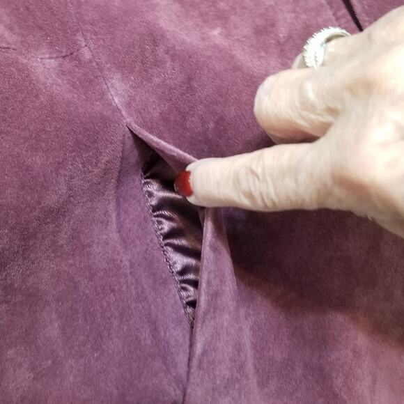 VTG- Laura Ashley Elegant Embellished Suede Leather Jacket Blazer Purple Size XL - Picture 9 of 12